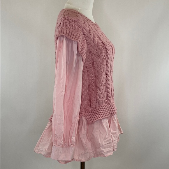 English Factory Cable Knit Sweater in Blush, L - Picture 8 of 9